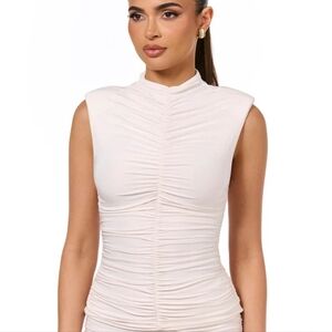 naked wardrobe Cream Ruched Sleeveless Tank Top